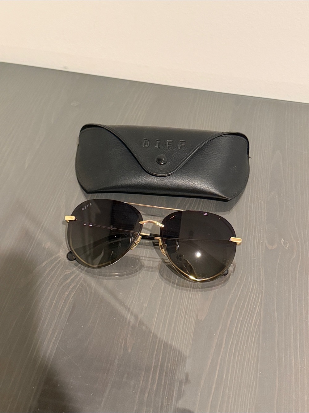 DIDF Women’s Black Aviator Sunglasses with Gold Frame